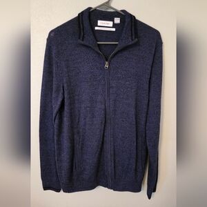 Calvin Klein Navy Zipper Merino Wool Sweater Size Medium